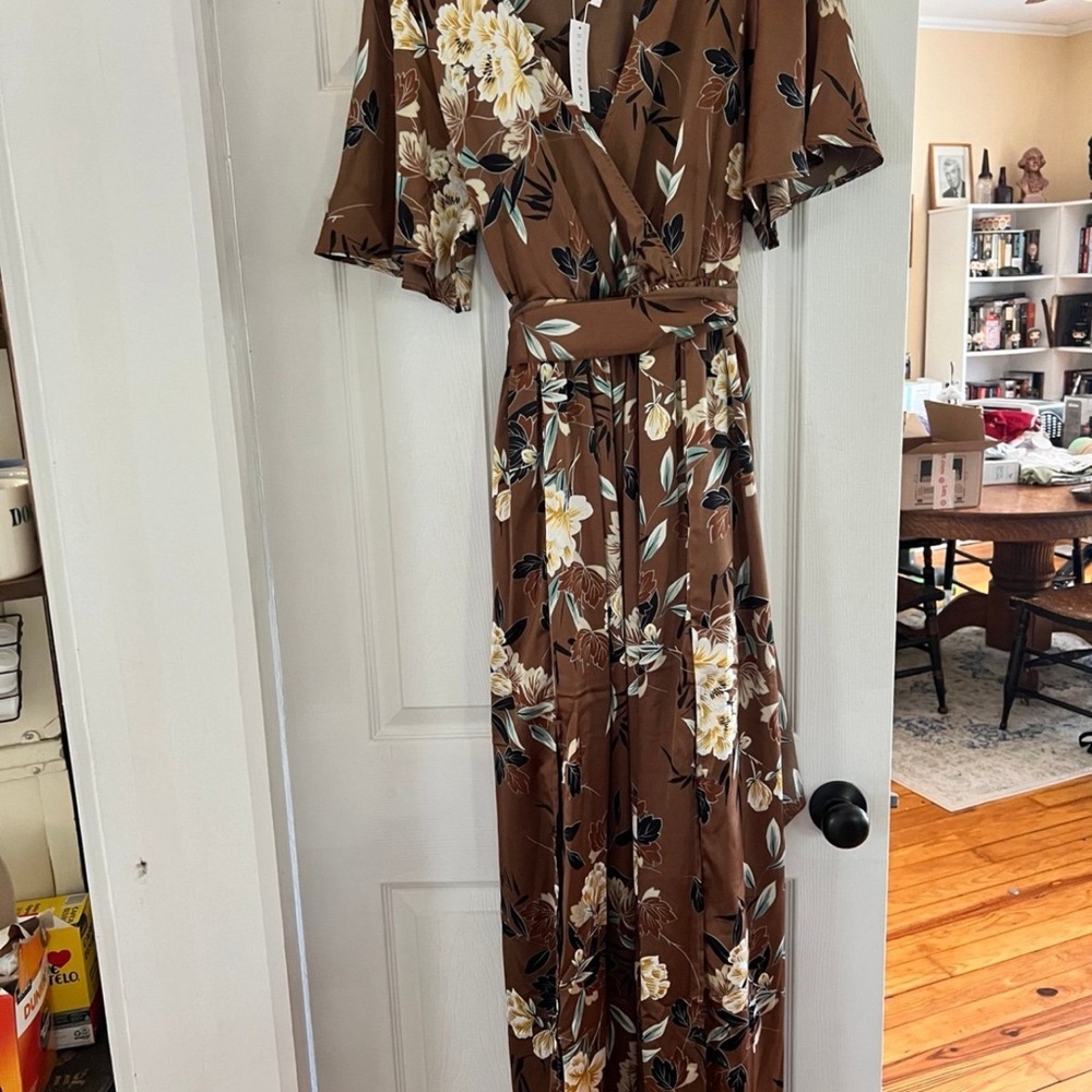 Baltic Born Floral Satin Wrap Dress